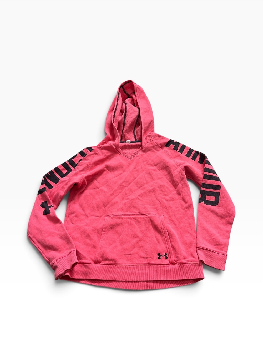 Under Armour Girls Pink Hoodie Sweatshirt V-Neck Sweatshirt Size Large